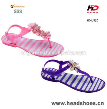 Latest flower design low price ladies sandals 2016 cheap chinese wholesale