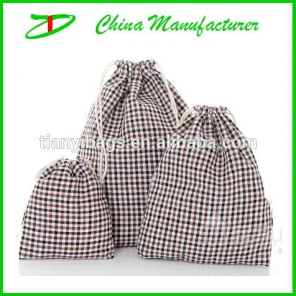 2014 classical plaid fabric wholesale small cinch bag