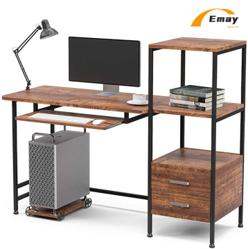 Multi-functional Computer Desk with Drawers, Shelves, and CPU Stand