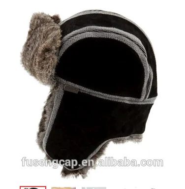 Fashion black leather winter hat earflaps keep warm