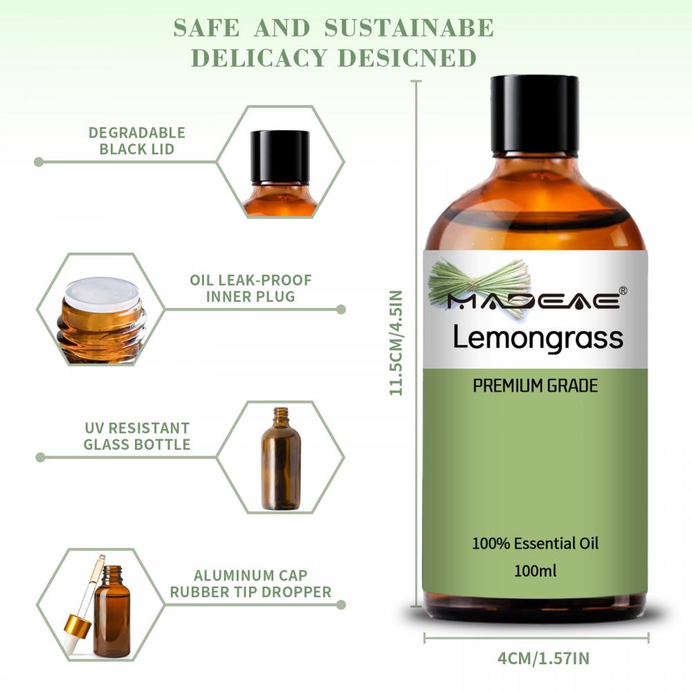 Aromatherapy nyasi ya limau mafuta muhimu ya asili ya lemongrass