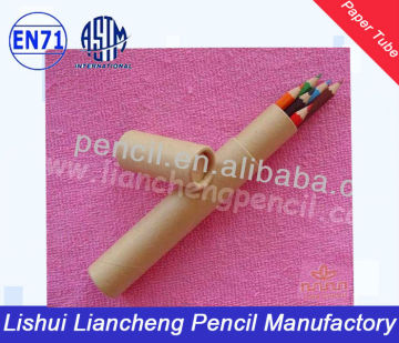 hexagonal shape colour pencil set with paper drum package LC-B-12