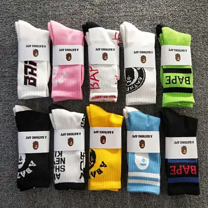 Wholesale Unisex Bape Designer Basketball Socks