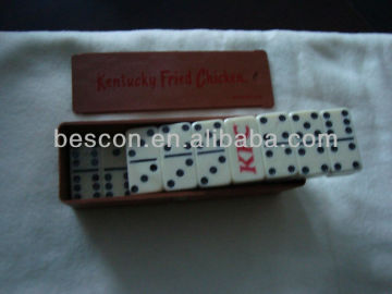 Customer printing domino 28pcs double six domino set with customer printing on domino block and box KFC domino