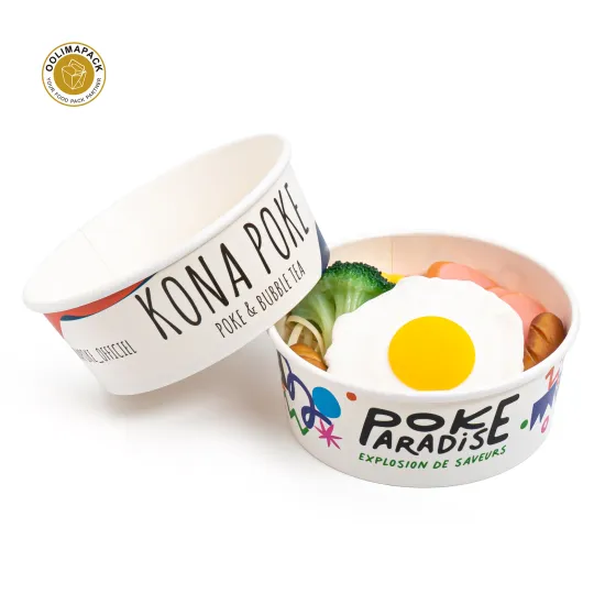 Food Grade Paper Salad Packaging for Poke Bowls with Lid
