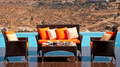 Outdoor Garden Wicker Furniture, 4PCS Rattan Castello Sofa Set (P-CS)