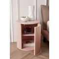 Pink Cylindrical Built-in Space Saving Bedside Tables