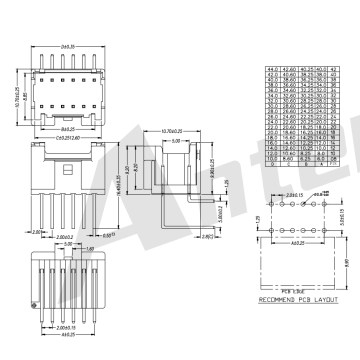 AW2015R-2XNP 2,00 mm Pitch 90 ° Wafer Connector DIP Series