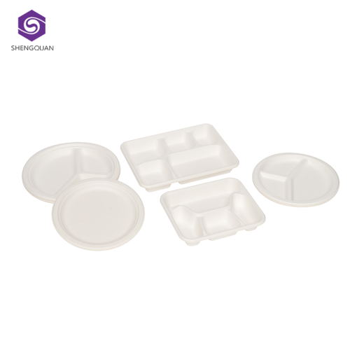 Round Dishes and Plates Customized Compostable eco friendly natural disposable bamboo plates set palm leaf plates compartments tableware Manufactory