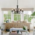 6-Light Farmhouse Candle Chandelier for Living Room