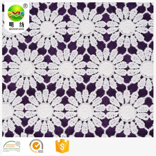 China embroidered lace dress fabric for wedding cotton fabric Manufactory