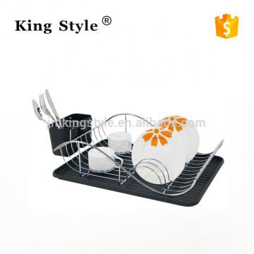 Iron Dish Rack / Drainer Rack With PP Tray, Plastic Knife Holder & Chopsticks Holder For Kitchen