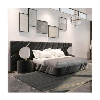 Modern Italian Leather Luxury Double King Size Bed