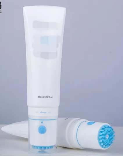 D40mm Cosmetic Slanted silicon brush Round Plastic Tube for Face wash Face Cleanser