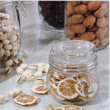 Blue Color Airtight Glass storage Jar for food
