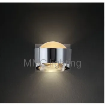 Italian style simply chrome metal glass hotel project LED wall lamp
