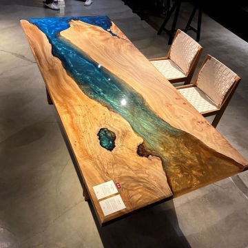 Banc de jardin en bois en bois époxy en bois pour salle à manger en plein air
