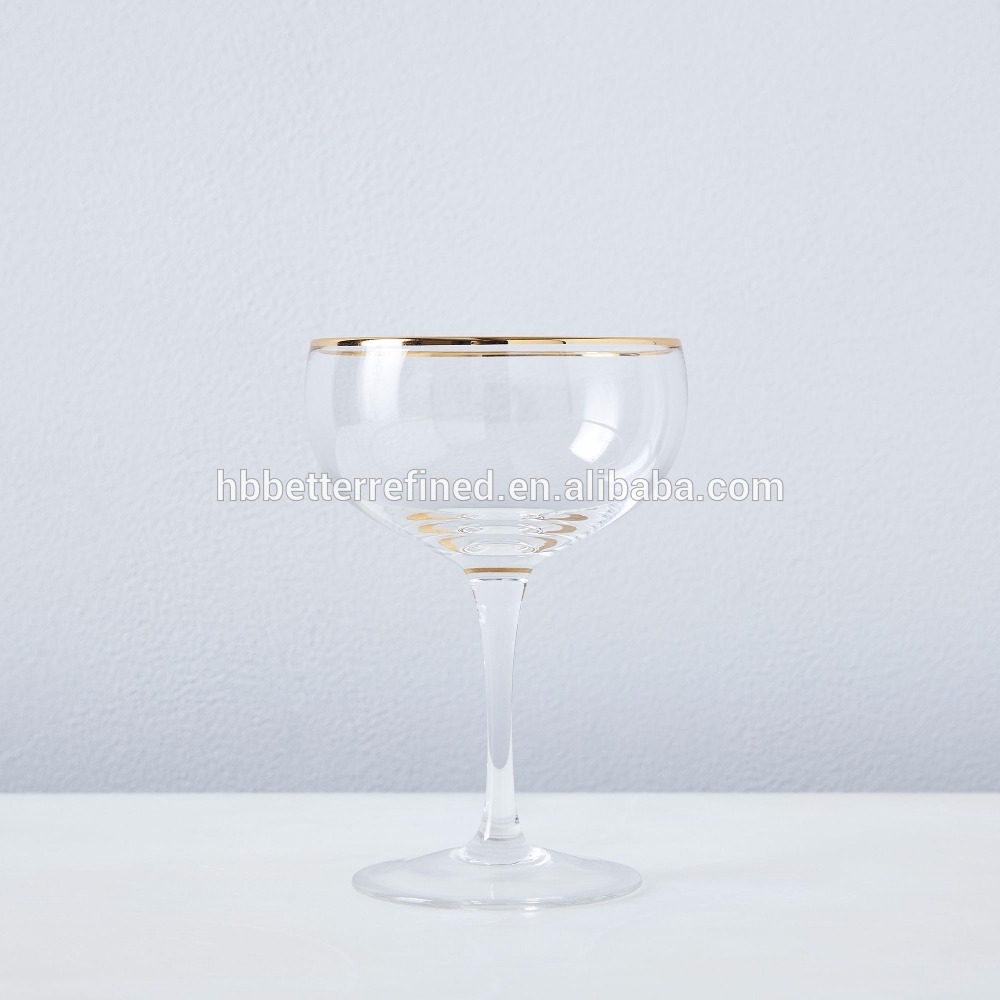 Metallic Gold Rimmed Champagne Coupes