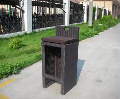 Cheap Rattan Bar Table Sets with High Tables and Bar Stools for Outdoor Furniture