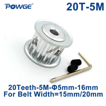 POWGE 20 Teeth HTD 5M Synchronous Timing Pulley Bore 5/6/6.35/7/8/10/12/14/15/16/17/18/19mm for Width 15/20mm HTD5M 20T 20Teeth