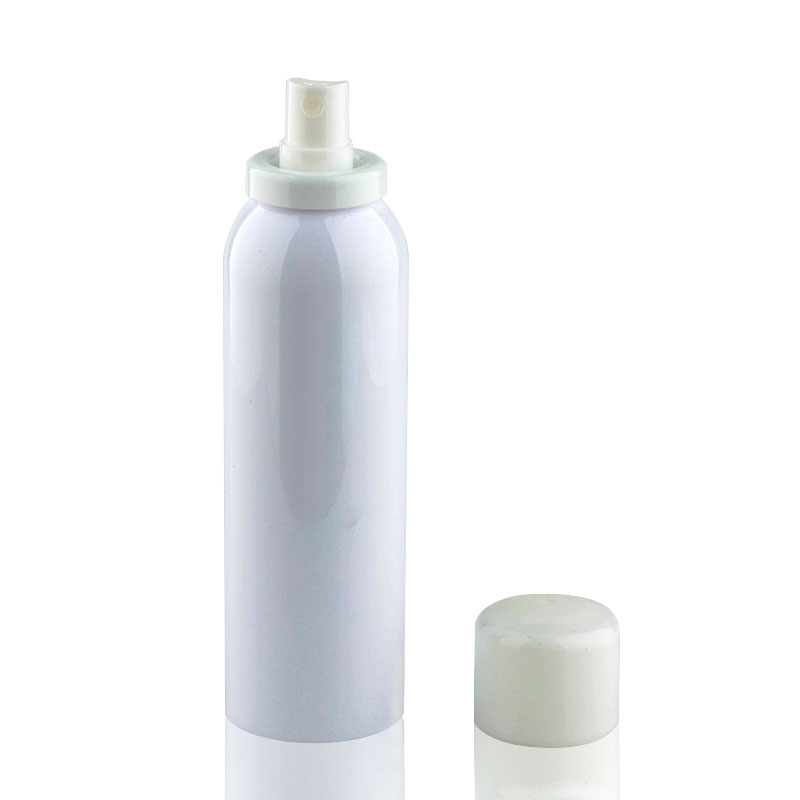 plástico blanco de aluminio para el cuidado de la piel de aluminio fino spray puede botella 120 ml 150 ml 200 ml