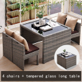 Combinación de mesa y silla de jardín de ratán al aire libre al aire libre