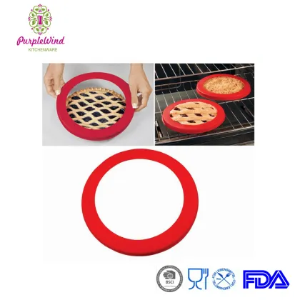 Heat-resistant food grade Silicone Pie Crust Shield/Baking Pie Protector ,Red