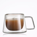 Heat resistant double wall glass coffee mug