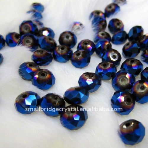 blue plated crystal rondelle beads