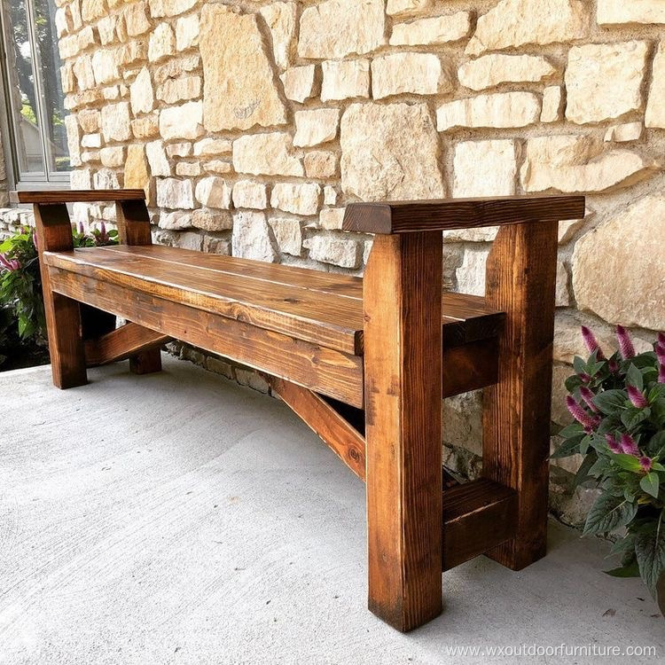 Waterproof Modern Wooden Furniture Patio Outdoor Park Garden Plastic Wood Long Bench with Metal legs