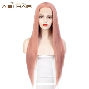 Long Pink Wig Silky Straight Lace Frontal Wig Cosplay Synthetic Front Lace Hair Wigs For Black White Women