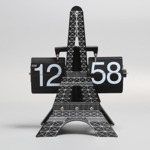 Eiffel Tower Design Flip Clock with Cards Automatic