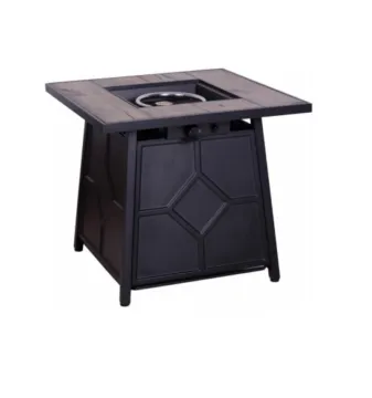 28 Inch Patio Garden Heater Decor Propane Gas Fire Pit Table 40000 BTU Square Metal Fire Pit