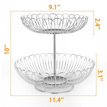 Stainless steel fruit basket two layers fruit rack