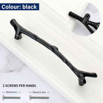 Cabinet handles black twig handles