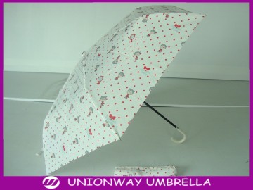 woman folding umbrella with hook handle