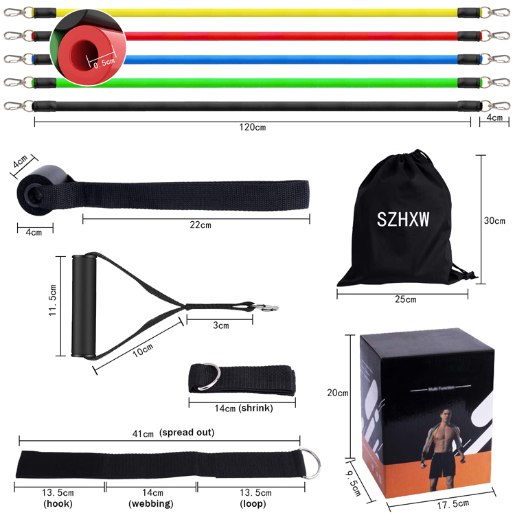 Custom Logo 11 Pcs Exercise Resistance Band Set