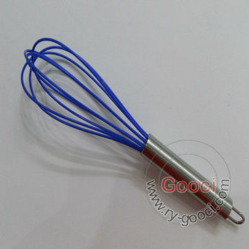 Random Colors Stainless Steel Food Whisk Egg Beater Silicone Head Baking Utensil
