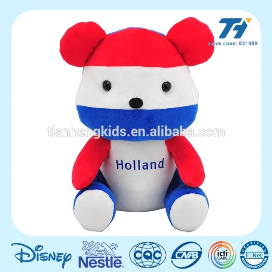 Wholesale national flag toy comfortable soft velboa teddy bear toys with all kind of certification