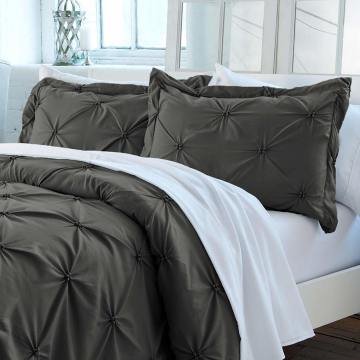 Black Pleated Pintuck Duvet Cover Pillow Set
