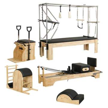 Oak Maple Studio Fitness Set: umfassendes Reformer -Trainingsbett mit integriertem Fitnessstudio Pilates Maschine