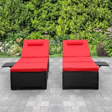 Lightweight Portable Sunbed Sun Lounger Poolside Lounge Chair Chaise Rattan Outdoor Beach Sun Lounger With Cushion Rattan Bed
