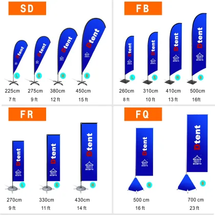 Custom Logo Printed Feather Teardrop Rectangular Banners for Advertising Campaigns