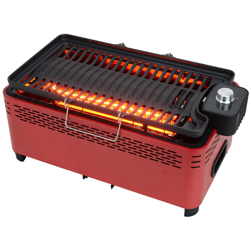 Electrical and Charcoal 2 in 1 Grill Side View