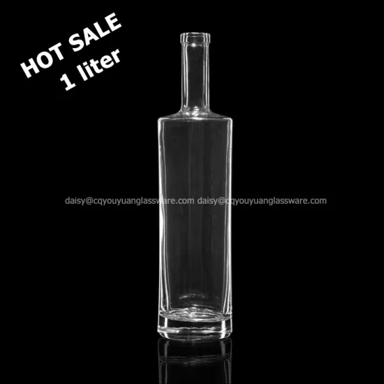 Cork top soda lime glass 1000 ml vodka glass bottle for sale