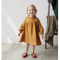 Cotton Linen Solid Color Autumn Long Sleeve Dress