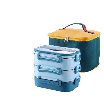 Rectangular 304 Stainless Steel Multi-Layer Insulated Lunch Box - Portable Bento Box with Double Compartment