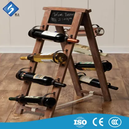 Stair shape 8 bottles oak corner wine rack kits