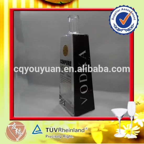 750ml empty vodka glass bottle with decal logo