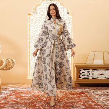 لباس ابایای منجوق دوزی شده جلابیا با کمربند
